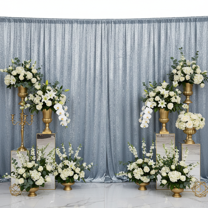 Velvet 10ft H x 52" W Drape/Backdrop Curtain Panel - Dusty Blue wedding backdrop