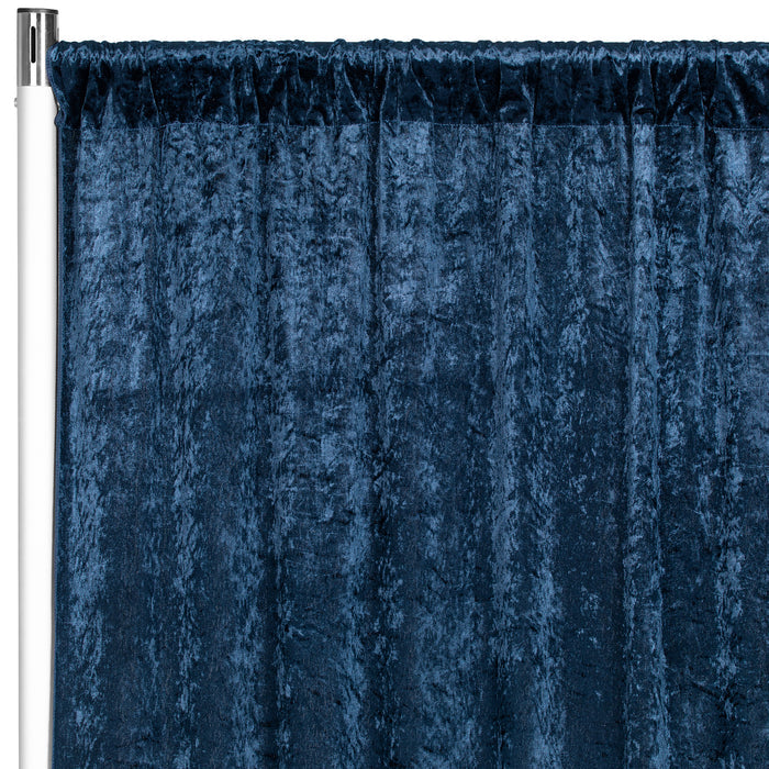Velvet 10ft H x 52" W Drape/Backdrop Curtain Panel - Navy Blue - CV Linens
