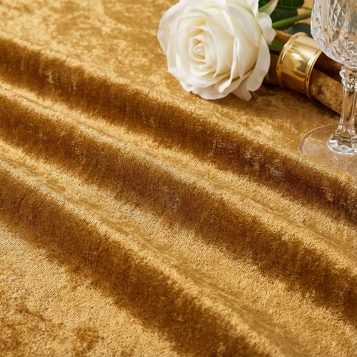 Velvet 120" Round Tablecloth - Mustard Gold - CV Linens