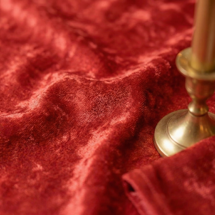 Velvet 120" Round Tablecloth - Red - CV Linens