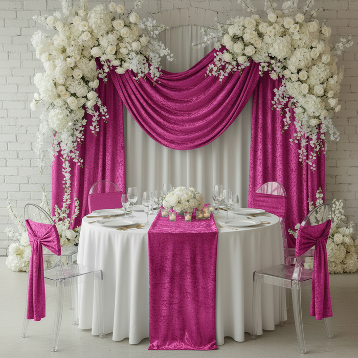 Velvet 18ft H x 52" W Drape/Backdrop Curtain Panel - Magenta.