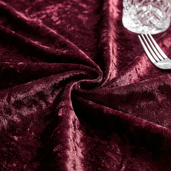 Velvet 132" Round Tablecloth - Burgundy - CV Linens