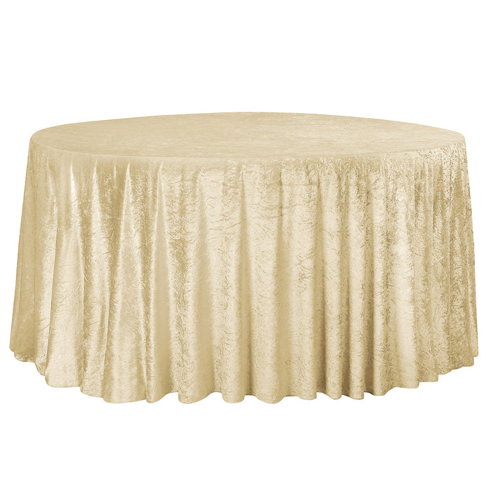 Velvet 132" Round Tablecloth - Champagne - CV Linens