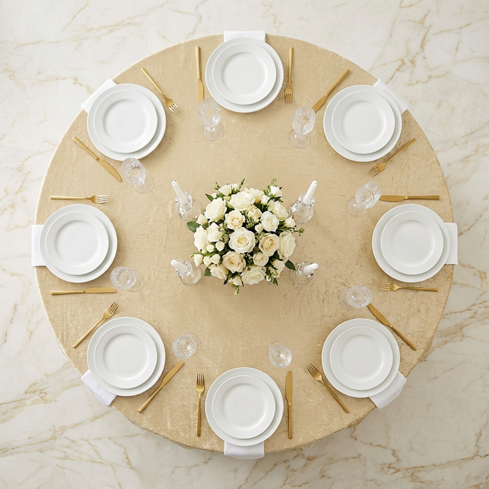 Velvet 132" Round Tablecloth - Champagne - CV Linens