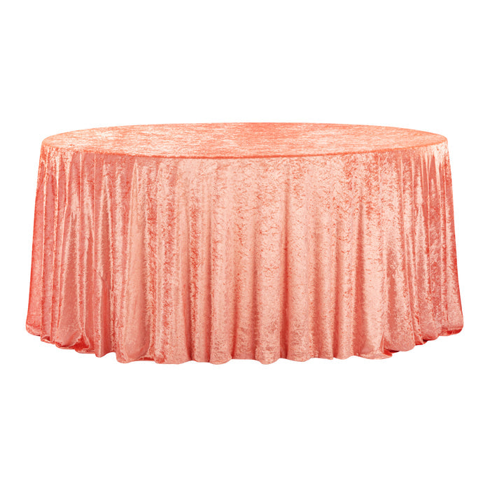 Velvet 132" Round Tablecloth - Coral - CV Linens