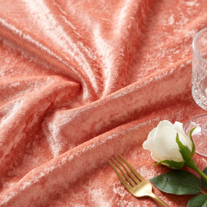Velvet 132" Round Tablecloth - Coral - CV Linens