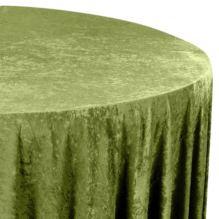 Velvet 132" Round Tablecloth - Dark Sage Green