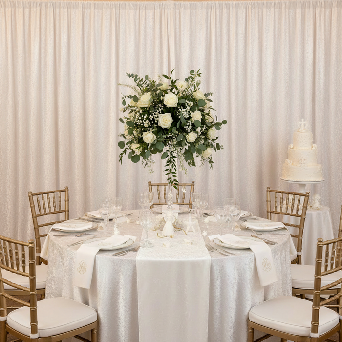 Velvet 14ft H x 52" W Drape/Backdrop Curtain Panel - White.