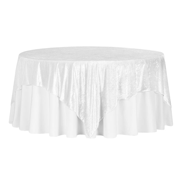 Velvet 85"x85" Square Tablecloth Table Overlay - White - CV Linens