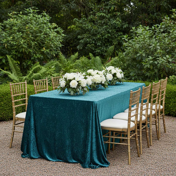 Velvet 90"x132" Rectangular Tablecloth - Dark Turquoise