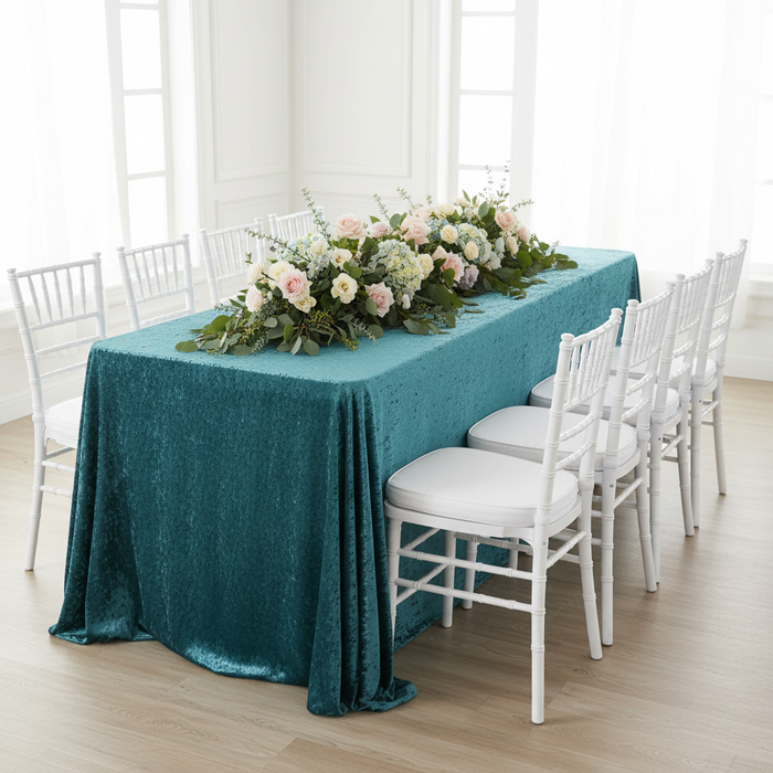 Velvet 90"x132" Rectangular Tablecloth - Dark Turquoise