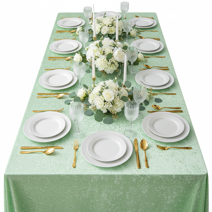 Velvet 90"x132" Rectangular Tablecloth - Mint Green