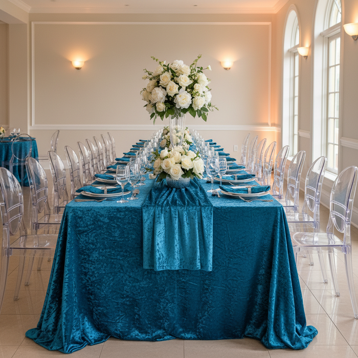 Velvet 90"x156" Rectangular Tablecloth - Dark Teal