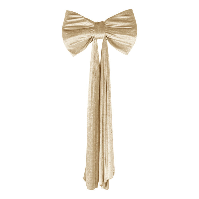 Velvet Giant Fabric Bow for Backdrop Champagne full view