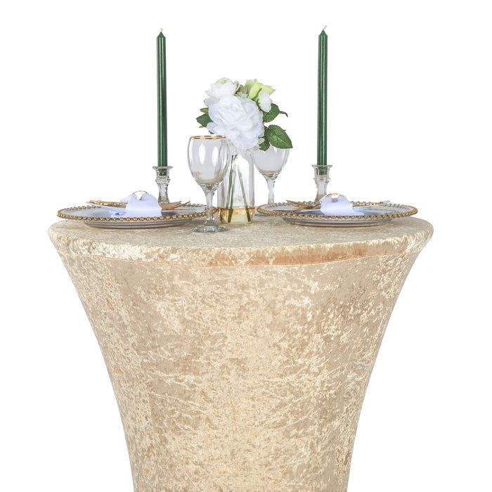 Velvet Spandex Cocktail Table Cover 32" Round - Champagne