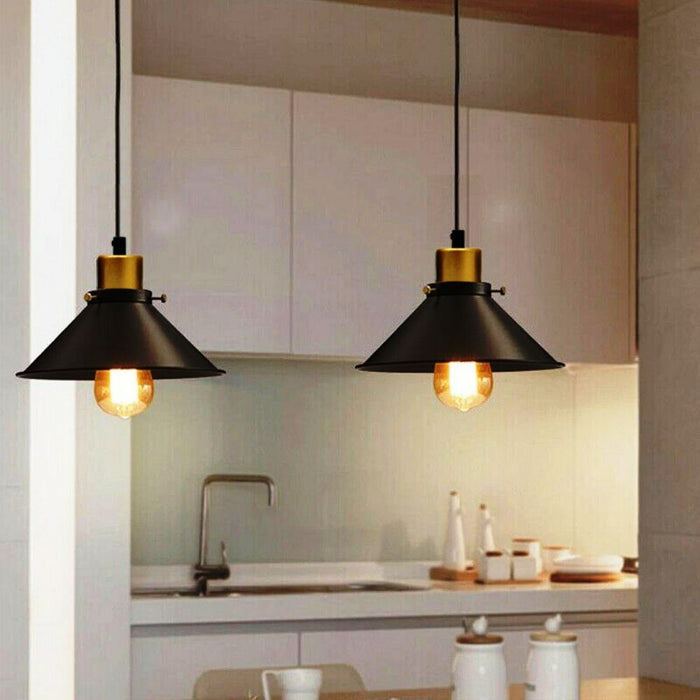 Vintage Black Metal LampshadePendant Ceiling Light~2821 - LEDSone UK Ltd