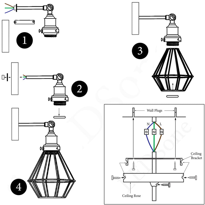 Modern wall lamp retro industrial iron bird cage wall light Adjustable sconce Size Image