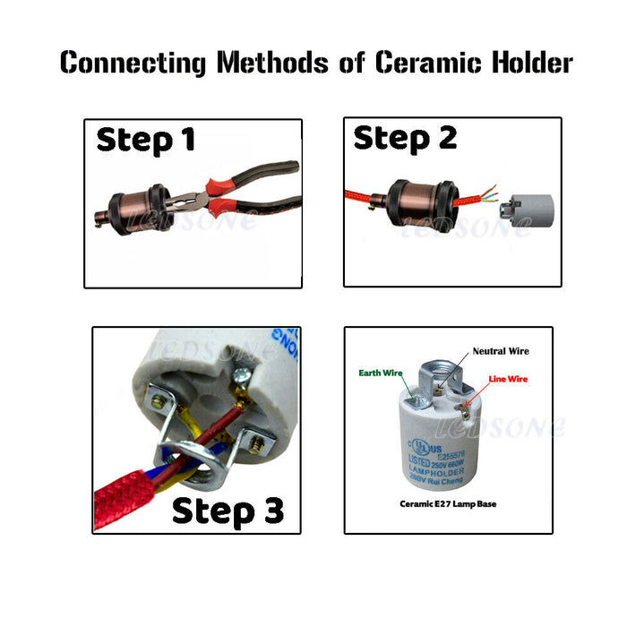 Vintage Industrial Lamp Light Bulb Holder Antique Retro Edison E27 Fitting~2681 - LEDSone UK Ltd