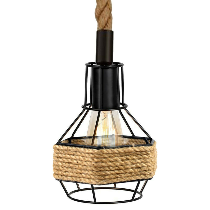 Vintage Pendant Shade Modern Hanging Retro Lighting Industrial Metal Hemp Ceiling~2708 - LEDSone UK Ltd