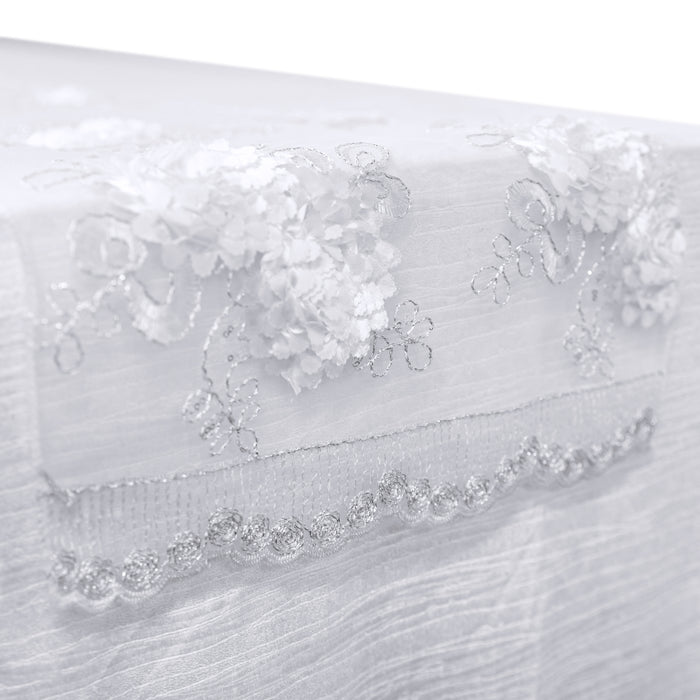 Vintage Veil Embroidery Table Runner White detail close up