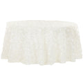Wedding Rosette SATIN 120" Round Tablecloth - Ivory - CV Linens