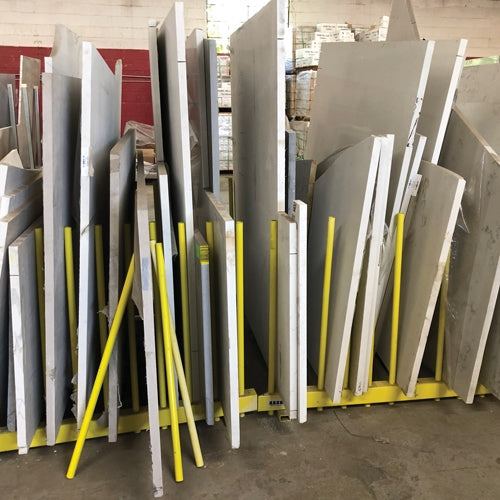 Weha Weha Yellow Remnant Rack for Stone Fabrication Workshop - dimensions