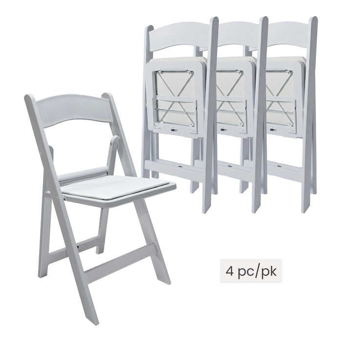 White Resin Folding Chair 4pc/pk bundle image