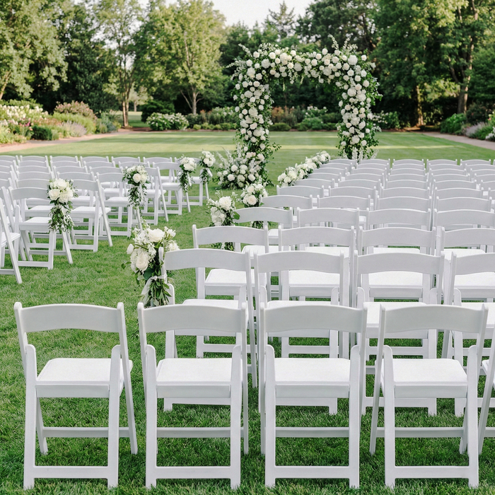 White Resin Folding Chair 4pc/pk outdoor wedding set up