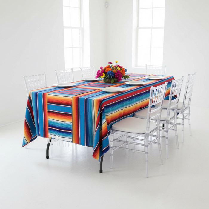 Woven Mexican Serape Tablecloth 57"x102" Rectangular.