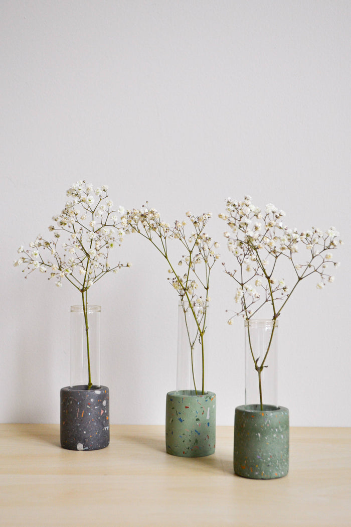 Zero Waste Terrazzo Single Propagation Test Tube Plant Stand | LindaMakes